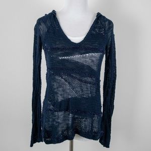 Anthropologie {Yellow Bird} Navy Sweater Hoodie